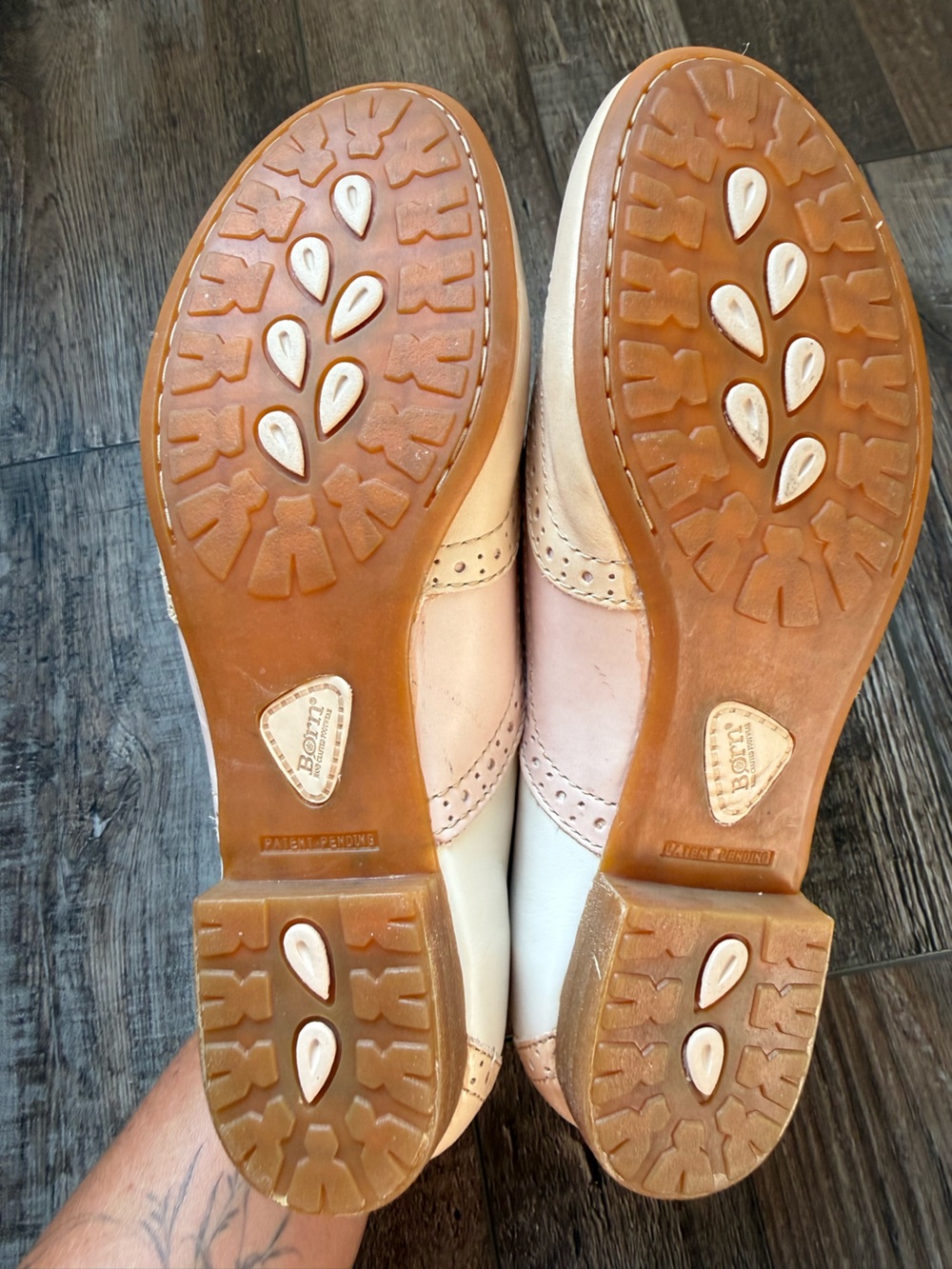 Born Two-Tone Leather Wingtip Oxfords in Blush and Cream - Picture 11 of 11